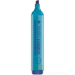 Evidenziatore con punta a scalpello Tratto Video azzurro