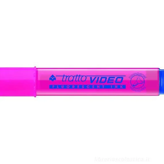 Evidenziatore con punta a scalpello Tratto Video rosa