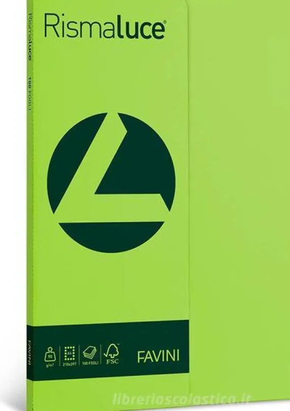 Favini A69M144 Rismaluce Verde Pistacchio. Confezione da 100 fogli di carta da 90gr Formato A4