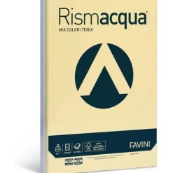 Favini A67X124 Rismacqua Mix Risma da 125 Cartoncini da 200gr assortiti in 5 colori pastello formato A4 (21X29,7 cm) Made in Italy (AZ)