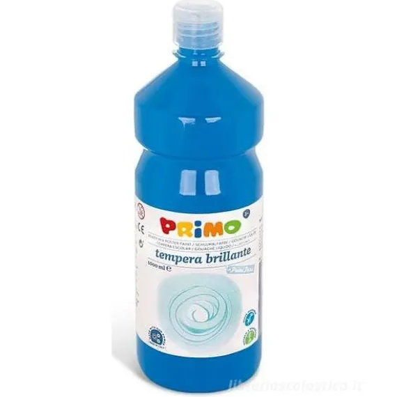 Flacone 1 litro colore a tempera brillante azzurro ciano