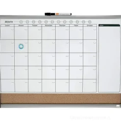 Lavagnetta cancellabile con sezione in sughero, calendario e pennarello cm 58,5x43