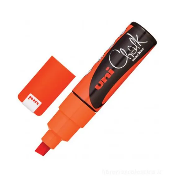 Marcatore a gesso liquido con punta a scalpello Uni Ball Chalk Marker arancione