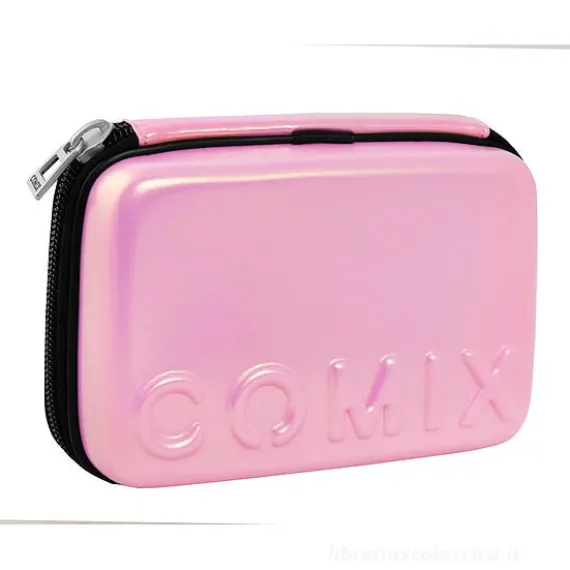 Maxi astuccio completo con guscio rigido Comix Shimmer Rosa