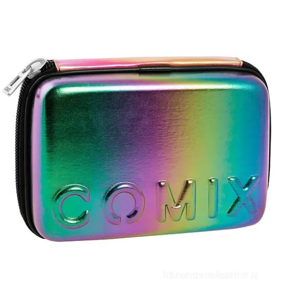 Maxi astuccio completo con guscio rigido Comix Shimmer Rainbow