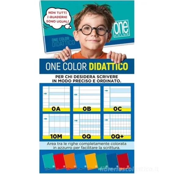 Maxi quaderno One Color Didattico fogli a quadretti 5 mm formato A4 (colori assortiti)
