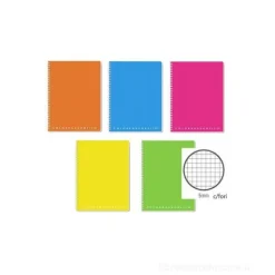 Maxi quaderno spiralato 80 fogli forati a quadretti 5 mm formato A4 (colori assortiti)