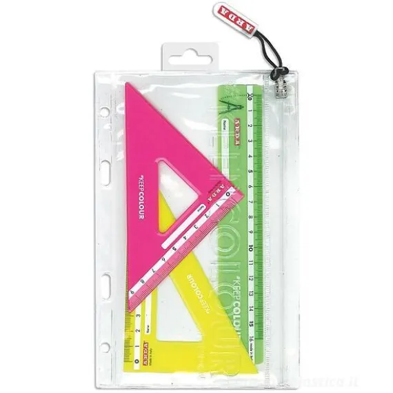 Mini set da disegno 3 pezzi colori fluo