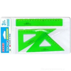Mini set da disegno 3 pezzi TecnoSchool Fluo Colors