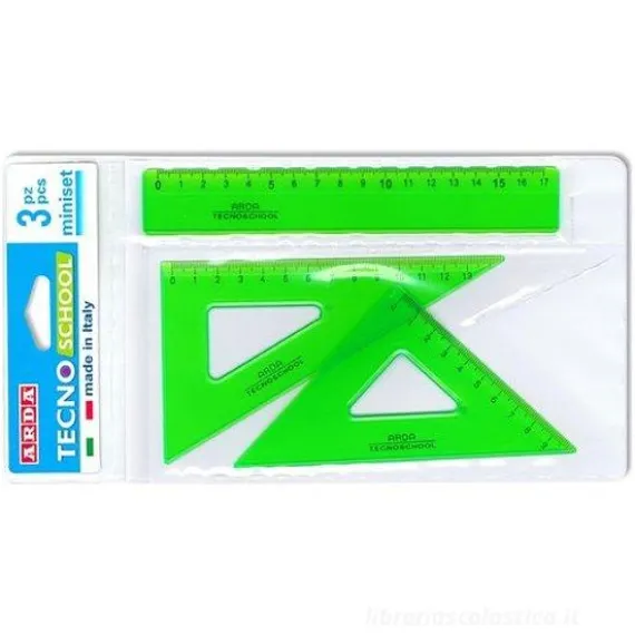Mini set da disegno 3 pezzi TecnoSchool Fluo Colors