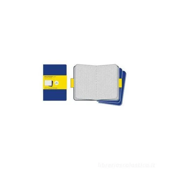 Moleskine extra large. Set 3 quadernetti a quadretti copertina blu