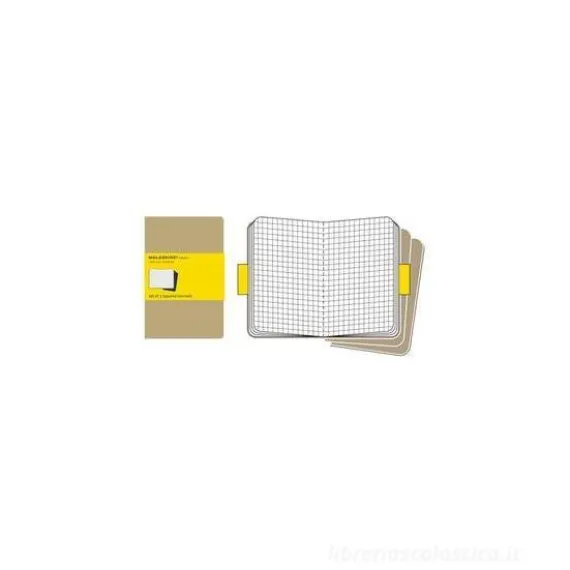 Moleskine large. Set 3 quadernetti a quadretti copertina kraft