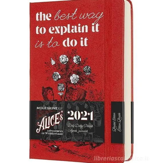 Moleskine 12 mesi - Agenda giornaliera Limited Edition Alice in Wonderland rosso - Pocket copertina rigida 2021