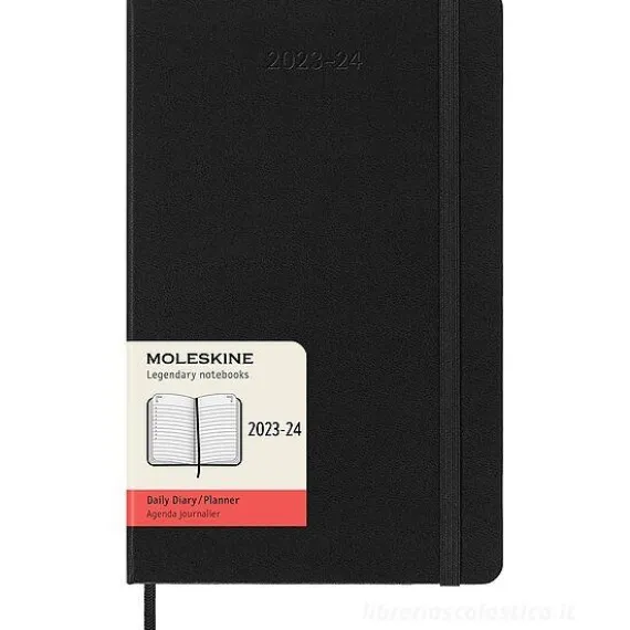 Moleskine 18 mesi - Agenda giornaliera nera - Large copertina rigida 2023-2024