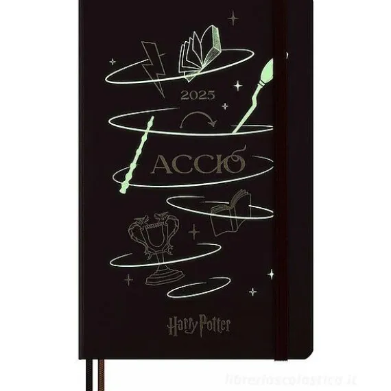 Moleskine 12 mesi - Agenda giornaliera Limited Edition Incantesimi Harry Potter Accio - Large copertina rigida fosforescente 2025