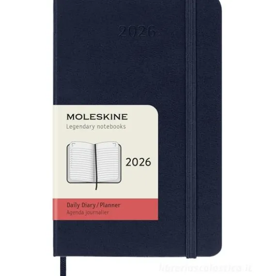 Moleskine 12 mesi - Agenda giornaliera blu zaffiro - Pocket copertina rigida 2026