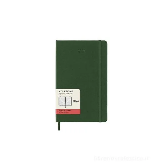 Moleskine 12 mesi - Agenda giornaliera verde mirto - Large copertina rigida 2024