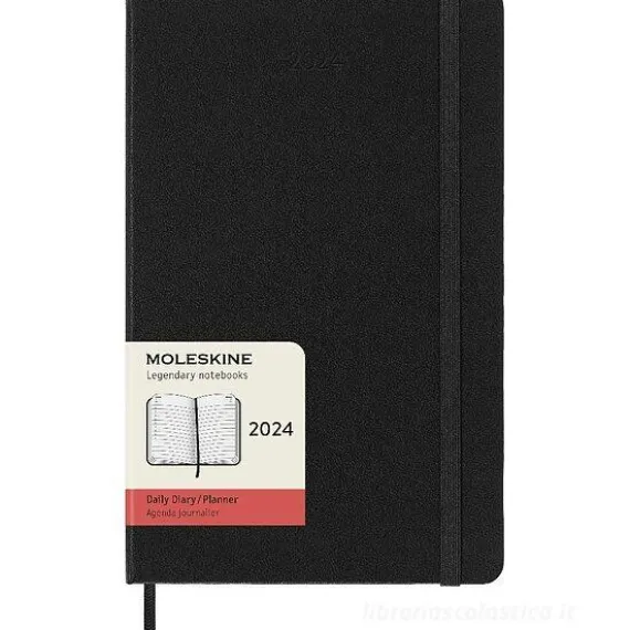 Moleskine 12 mesi - Agenda giornaliera nero - Large copertina rigida 2024
