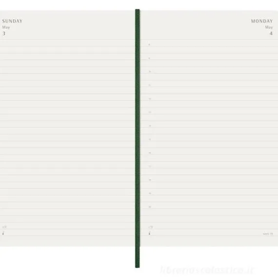 Moleskine 12 mesi - Agenda giornaliera verde mirto - Large copertina morbida 2026