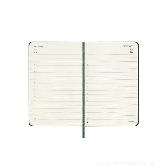Moleskine 12 mesi - Agenda giornaliera verde mirto - Pocket copertina rigida 2024