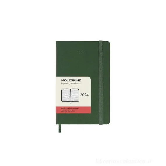 Moleskine 12 mesi - Agenda giornaliera verde mirto - Pocket copertina rigida 2024