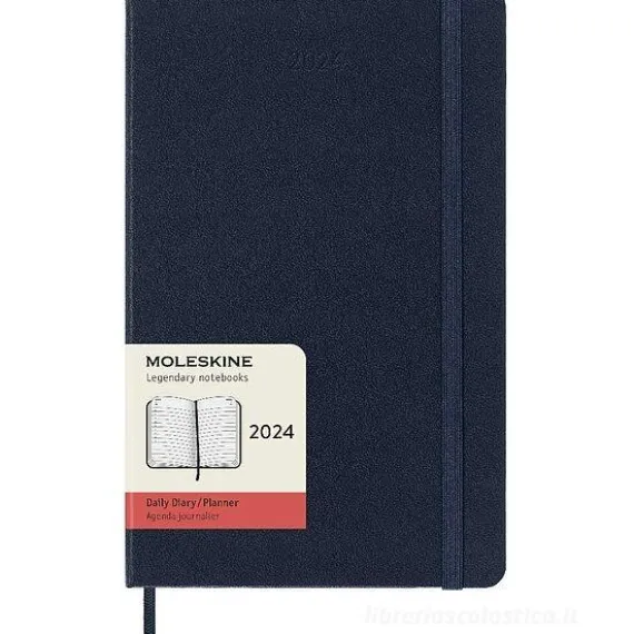 Moleskine 12 mesi - Agenda giornaliera blu zaffiro - Large copertina rigida 2024