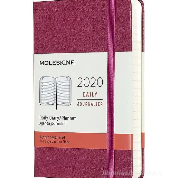 Moleskine 12 mesi - Agenda giornaliera rosa - Pocket copertina rigida 2020