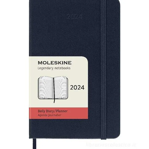Moleskine 12 mesi - Agenda giornaliera blu zaffiro - Pocket copertina rigida 2024