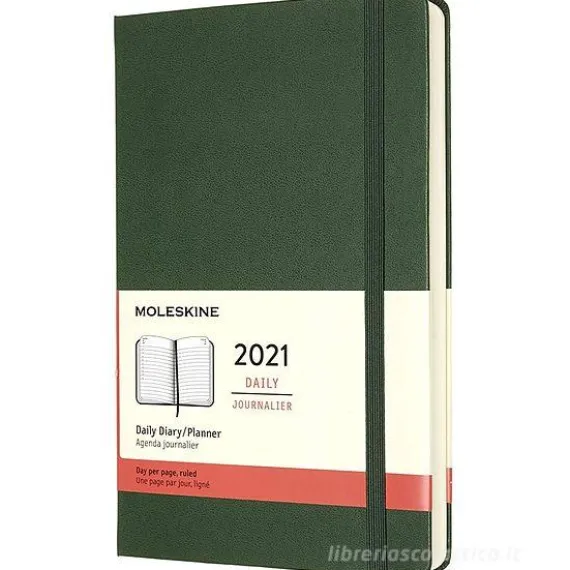 Moleskine 12 mesi - Agenda giornaliera verde mirto - Large copertina rigida 2021