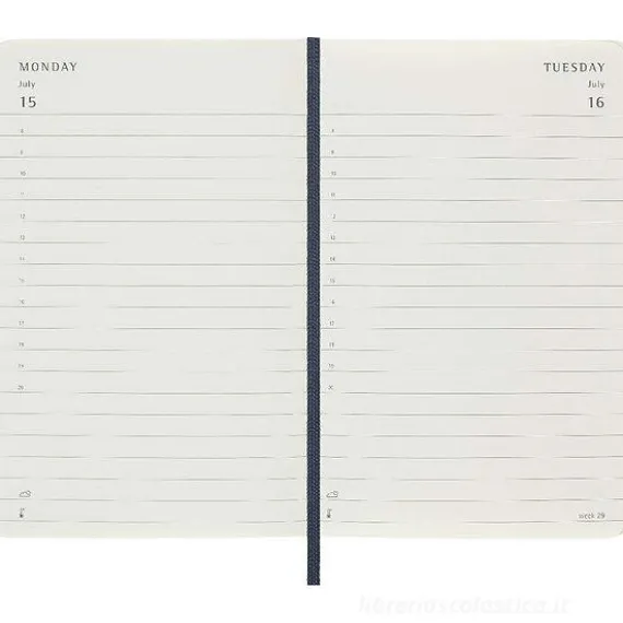 Moleskine 12 mesi - Agenda giornaliera blu zaffiro - Pocket copertina morbida 2024