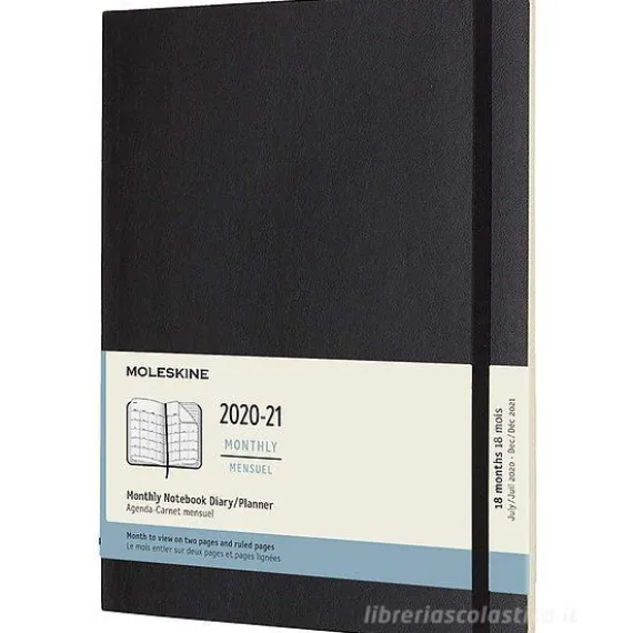 Moleskine 18 mesi - Agenda mensile nera - X-Large copertina morbida 2020-2021