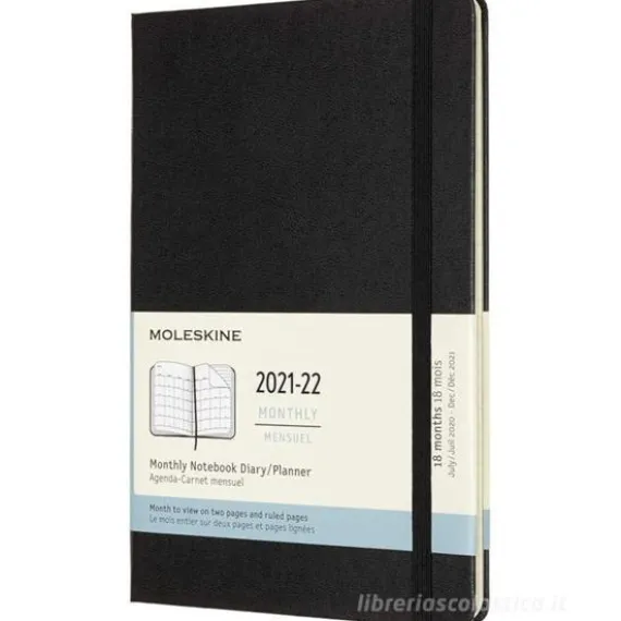 Moleskine 18 mesi - Agenda mensile nero - Large copertina rigida 2021-2022