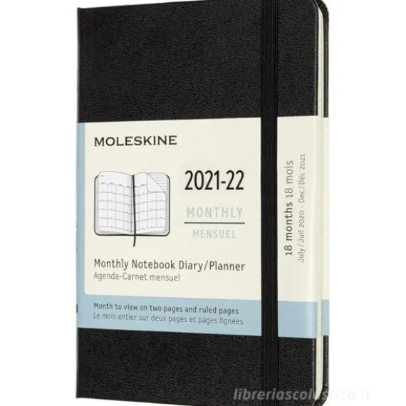 Moleskine 18 mesi - Agenda mensile nero - Pocket copertina rigida 2021-2022