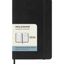 Moleskine 12 mesi - Agenda mensile nero - Pocket copertina morbida 2024