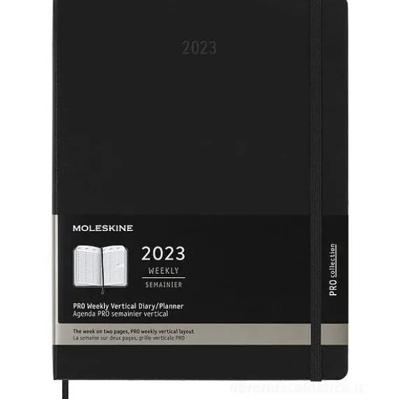 Moleskine 12 mesi - Agenda Pro settimanale verticale nero - Extra Large copertina rigida 2023