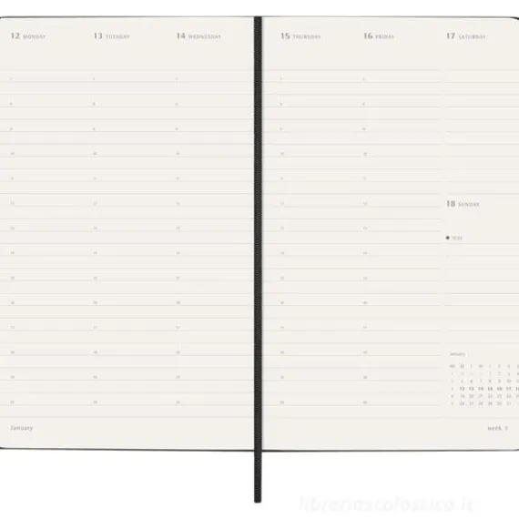 Moleskine 12 mesi - Agenda Pro settimanale verticale nero - Large copertina rigida 2026