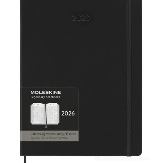Moleskine 12 mesi - Agenda Pro settimanale verticale nero - Extra Large copertina rigida 2026