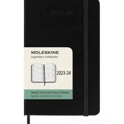 Moleskine 18 mesi - Agenda settimanale orizzontale nero - Pocket copertina rigida 2023-2024