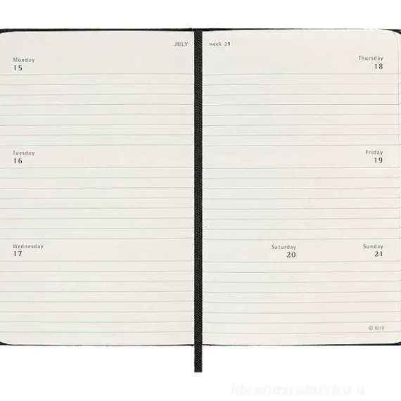 Moleskine 18 mesi - Agenda settimanale orizzontale nero - Pocket copertina rigida 2023-2024