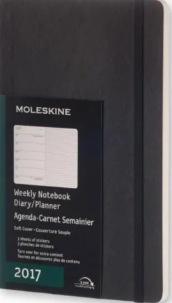 Moleskine 2017 12 mesi - Agenda settimanale nera - Large Copertina morbida