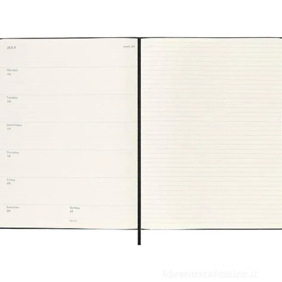 Moleskine 18 mesi - Agenda settimanale nera - Extra Large copertina rigida 2023-2024