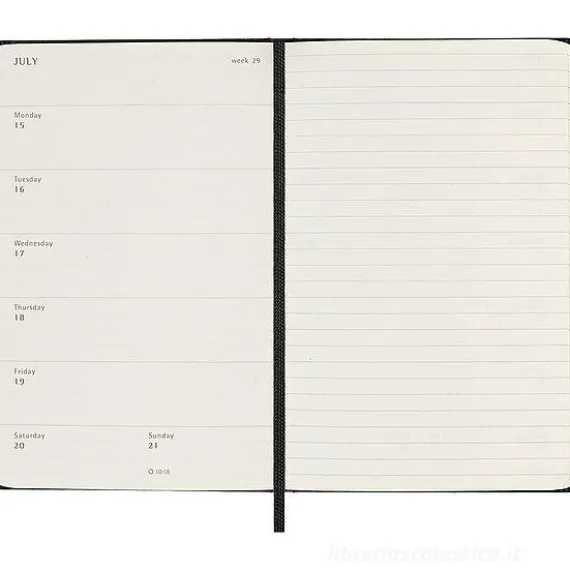 Moleskine 18 mesi - Agenda settimanale nera - Pocket copertina rigida 2023-2024