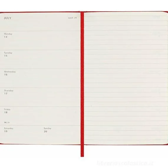 Moleskine 18 mesi - Agenda settimanale rosso scarlatto - Pocket copertina rigida 2024-2025