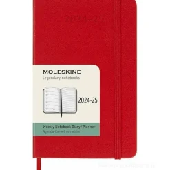 Moleskine 18 mesi - Agenda settimanale rosso scarlatto - Pocket copertina rigida 2024-2025