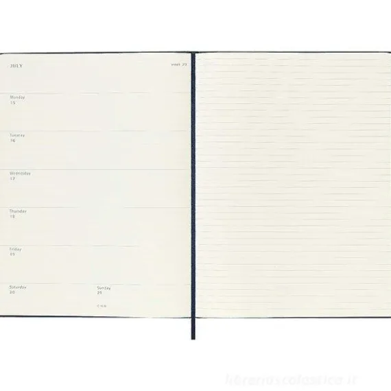 Moleskine 12 mesi - Agenda settimanale blu zaffiro - Extra Large copertina rigida 2024