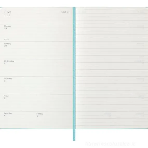 Moleskine 18 mesi - Agenda settimanale acquamarina - Large copertina rigida 2025-2026