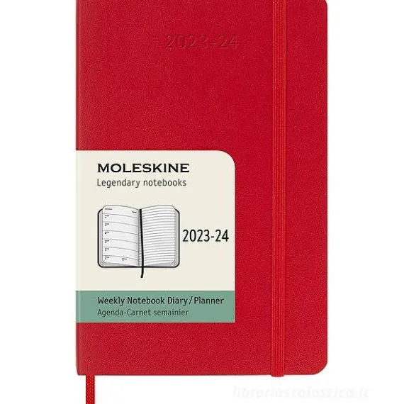 Moleskine 18 mesi - Agenda settimanale rosso scarlatto - Pocket copertina morbida 2023-2024