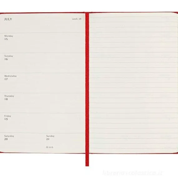 Moleskine 18 mesi - Agenda settimanale rosso scarlatto - Pocket copertina rigida 2023-2024
