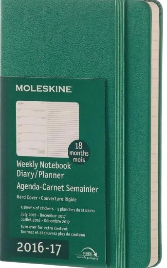 Moleskine 18 mesi - Agenda settimanale verde - Pocket Copertina rigida 2016-2017