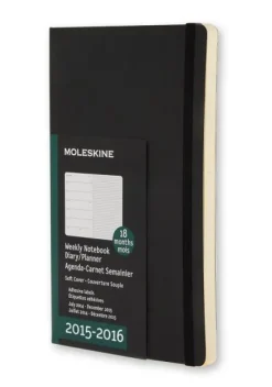 Moleskine 18 mesi - Agenda settimanale Notebook - Large - Copertina morbida nera 2015-2016